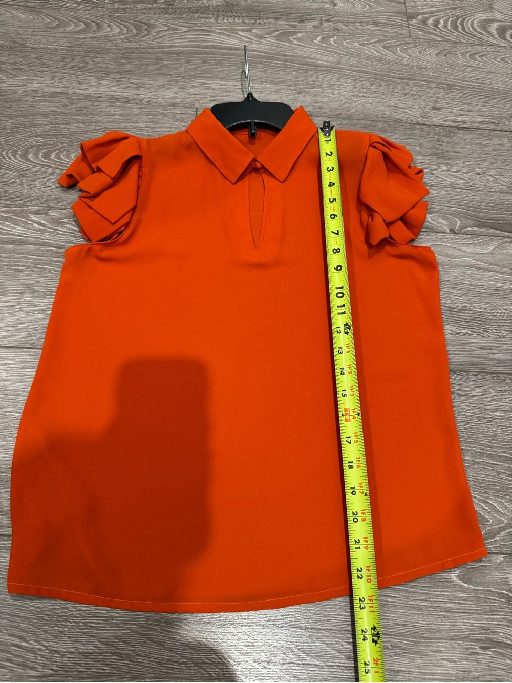 Tahari‎ Orange Collared Blouse with Front Knot